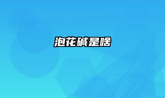 泡花碱是啥