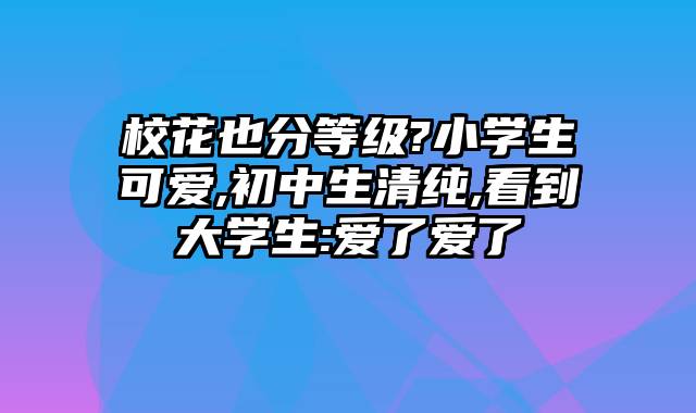 校花也分等级?小学生可爱,初中生清纯,看到大学生:爱了爱了