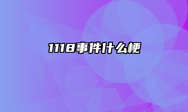 1118事件什么梗