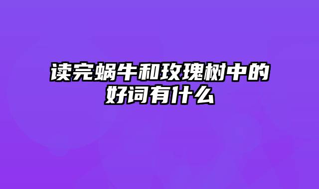 读完蜗牛和玫瑰树中的好词有什么