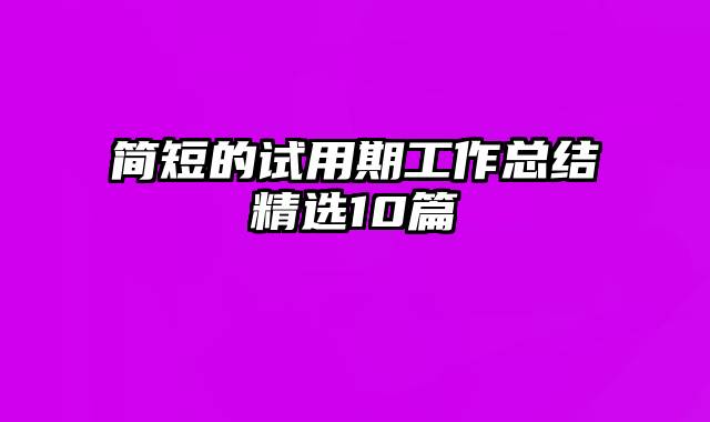 简短的试用期工作总结精选10篇