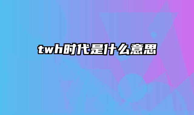 twh时代是什么意思