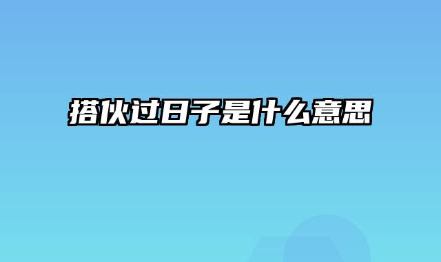 搭伙过日子是什么意思