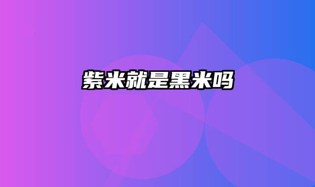 紫米就是黑米吗