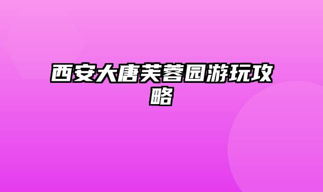 西安大唐芙蓉园游玩攻略