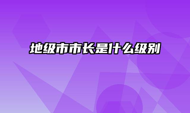 地级市市长是什么级别