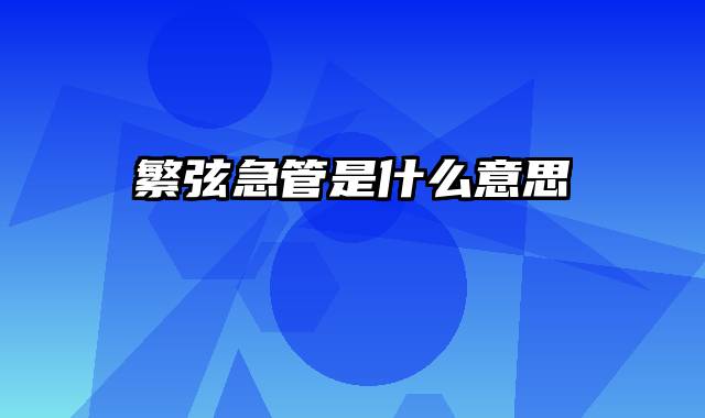 繁弦急管是什么意思