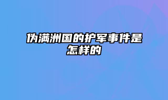 伪满洲国的护军事件是怎样的