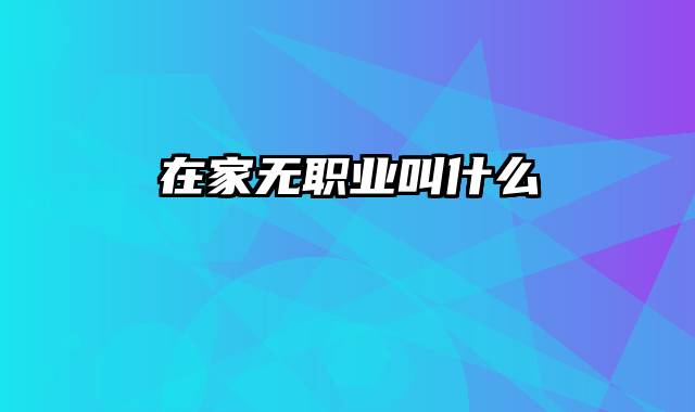 在家无职业叫什么