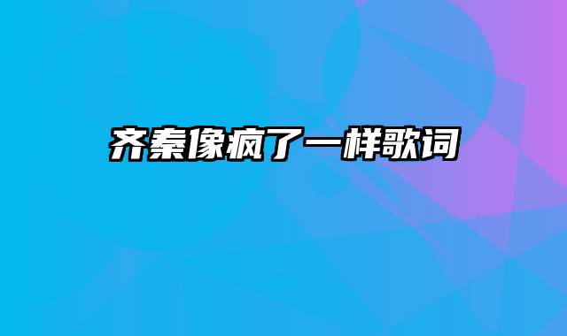 齐秦像疯了一样歌词