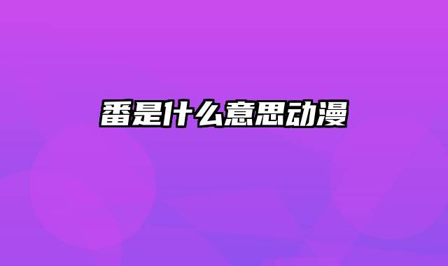 番是什么意思动漫