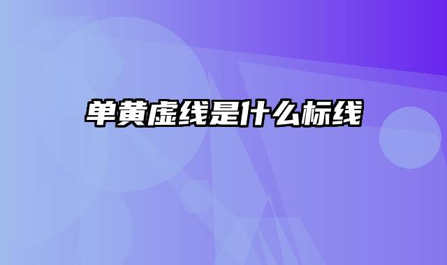 单黄虚线是什么标线