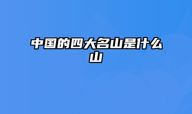 中国的四大名山是什么山