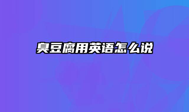 臭豆腐用英语怎么说