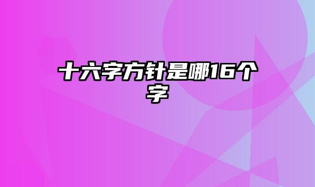 十六字方针是哪16个字