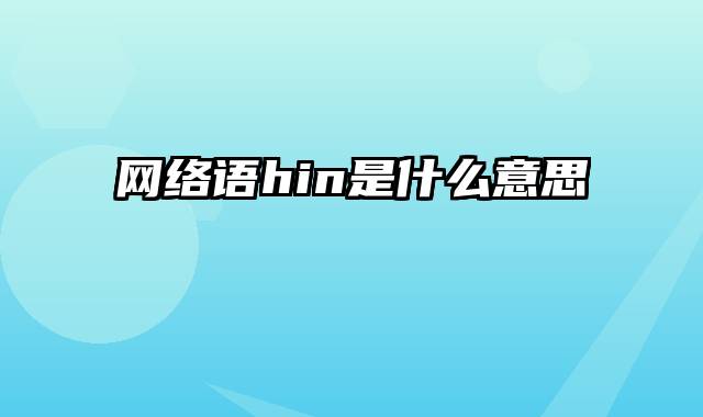 网络语hin是什么意思