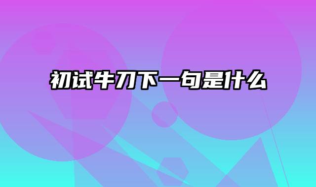初试牛刀下一句是什么