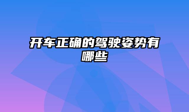 开车正确的驾驶姿势有哪些