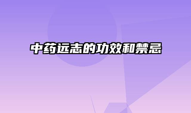 中药远志的功效和禁忌