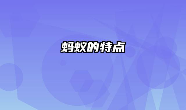 蚂蚁的特点