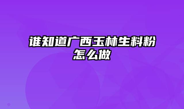谁知道广西玉林生料粉怎么做