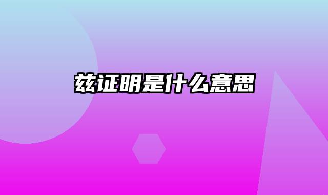 兹证明是什么意思