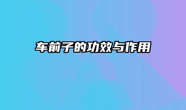 车前子的功效与作用