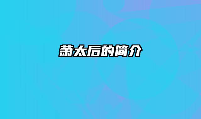 萧太后的简介