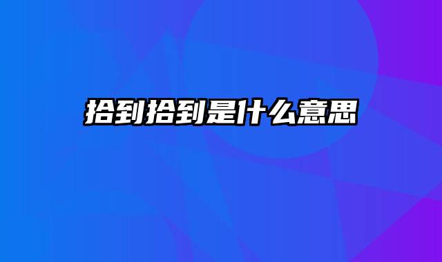 拾到拾到是什么意思