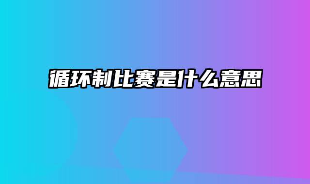 循环制比赛是什么意思