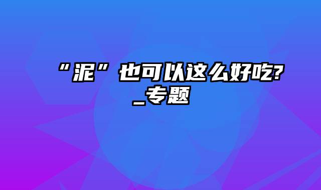 “泥”也可以这么好吃?_专题