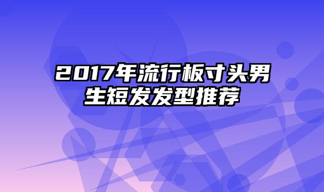 2017年流行板寸头男生短发发型推荐