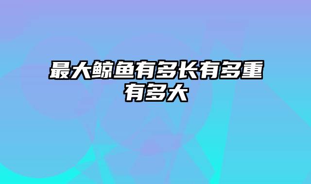 最大鲸鱼有多长有多重有多大