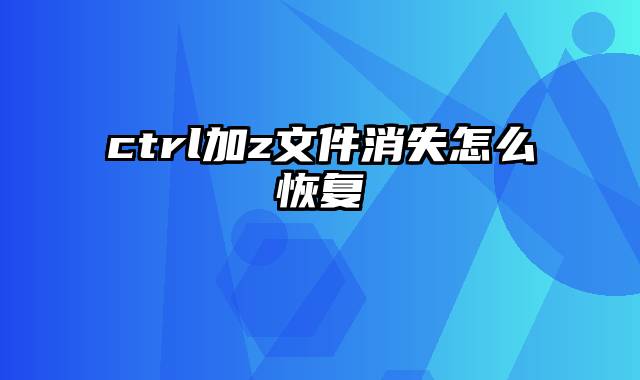 ctrl加z文件消失怎么恢复