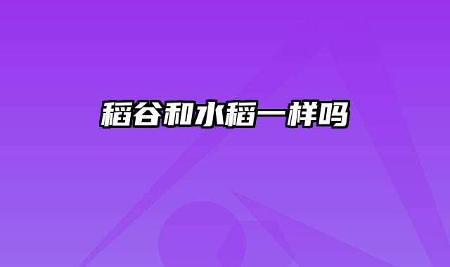 稻谷和水稻一样吗