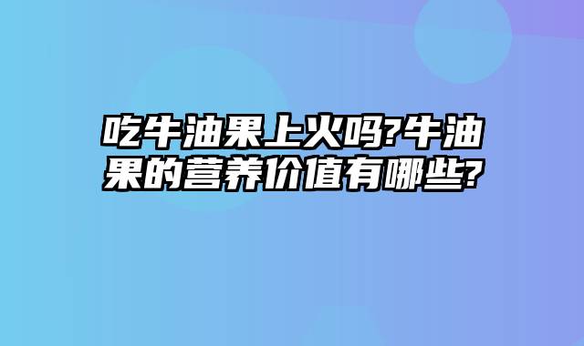 吃牛油果上火吗?牛油果的营养价值有哪些?