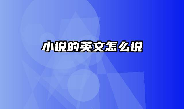 小说的英文怎么说
