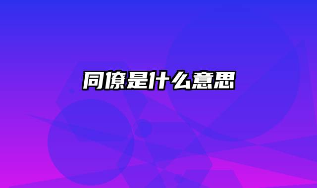 同僚是什么意思