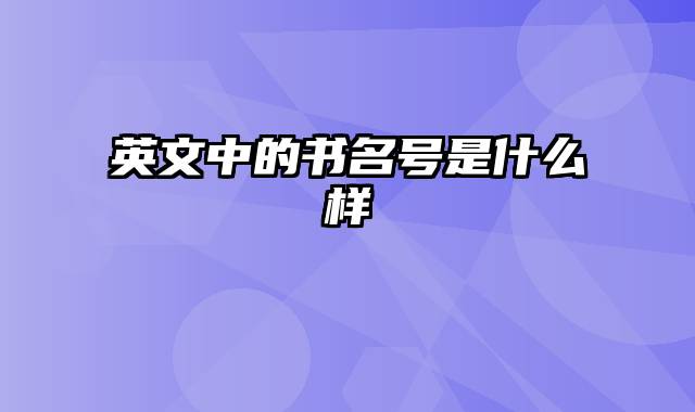 英文中的书名号是什么样