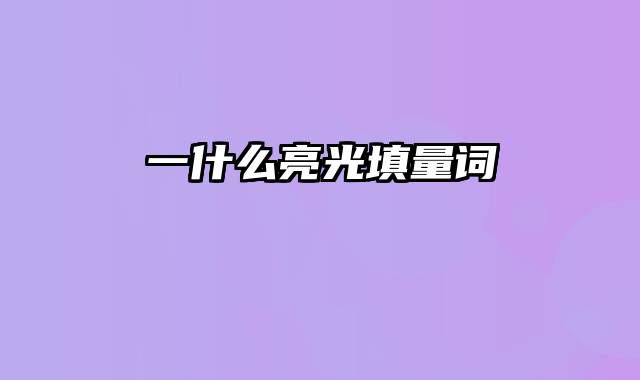 一什么亮光填量词