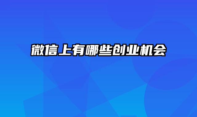 微信上有哪些创业机会