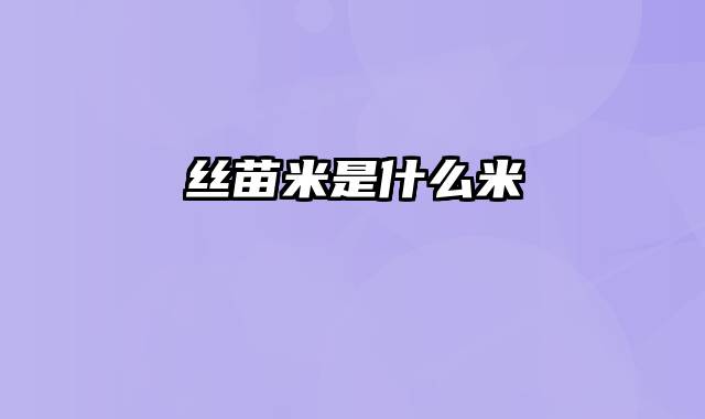 丝苗米是什么米