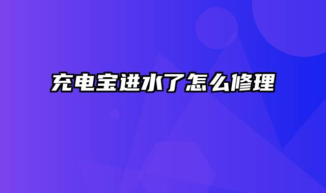 充电宝进水了怎么修理