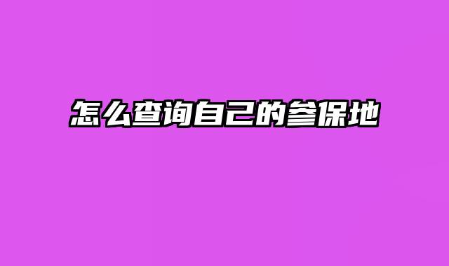 怎么查询自己的参保地