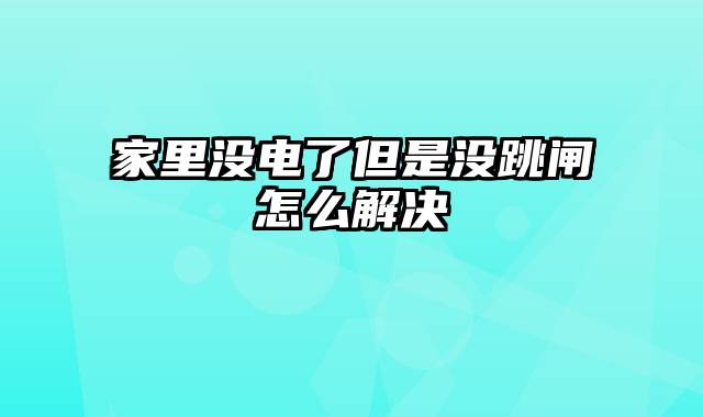 家里没电了但是没跳闸怎么解决