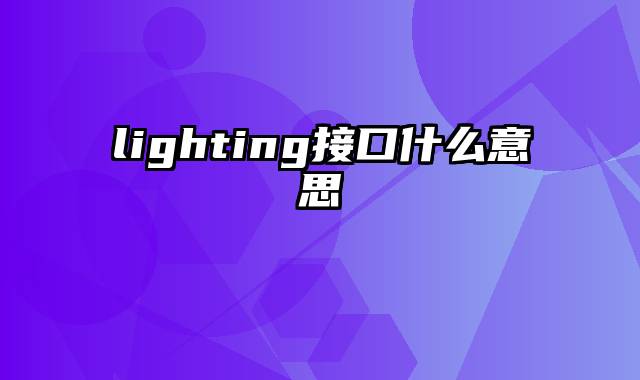 lighting接口什么意思