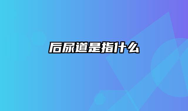 后尿道是指什么