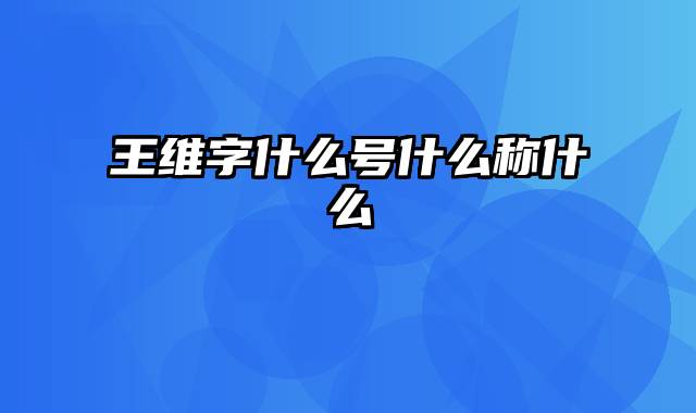 王维字什么号什么称什么