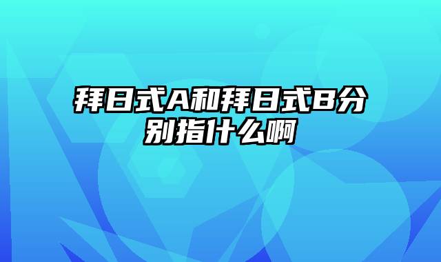 拜日式A和拜日式B分别指什么啊