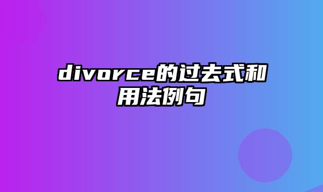 divorce的过去式和用法例句